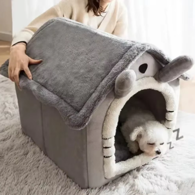 Niche lavable pliable d'intérieur pour chien