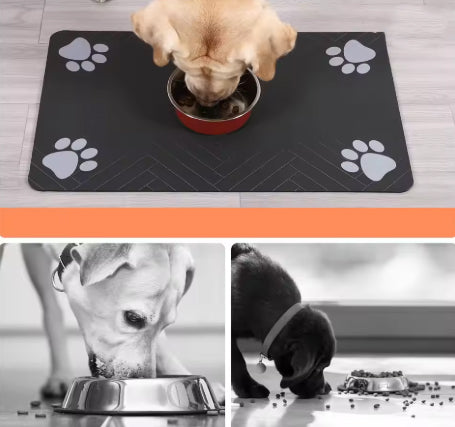 Tapis absorbant sous-gamelle pour chien antidérapant