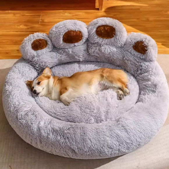 Canapé moelleux pour chien gris bords surélevés
