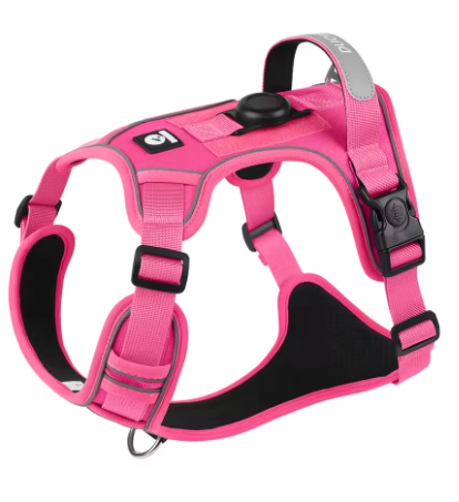Harnais anti-traction réfléchissant pour chien 4 coloris bleu rose noir marron